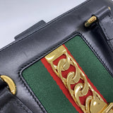 【6kb1048】グッチ ハンドバッグ シルヴィ 460381 レザー ブラック ゴールド金具 2wayバッグ【中古】レディース