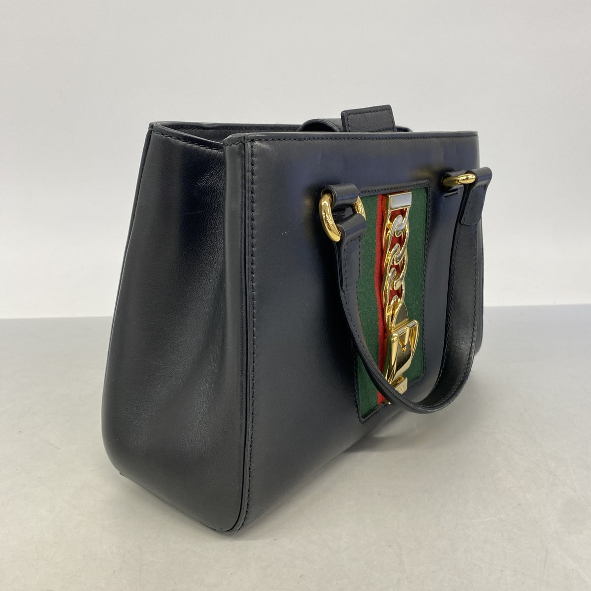 【6kb1048】グッチ ハンドバッグ シルヴィ 460381 レザー ブラック ゴールド金具 2wayバッグ【中古】レディース