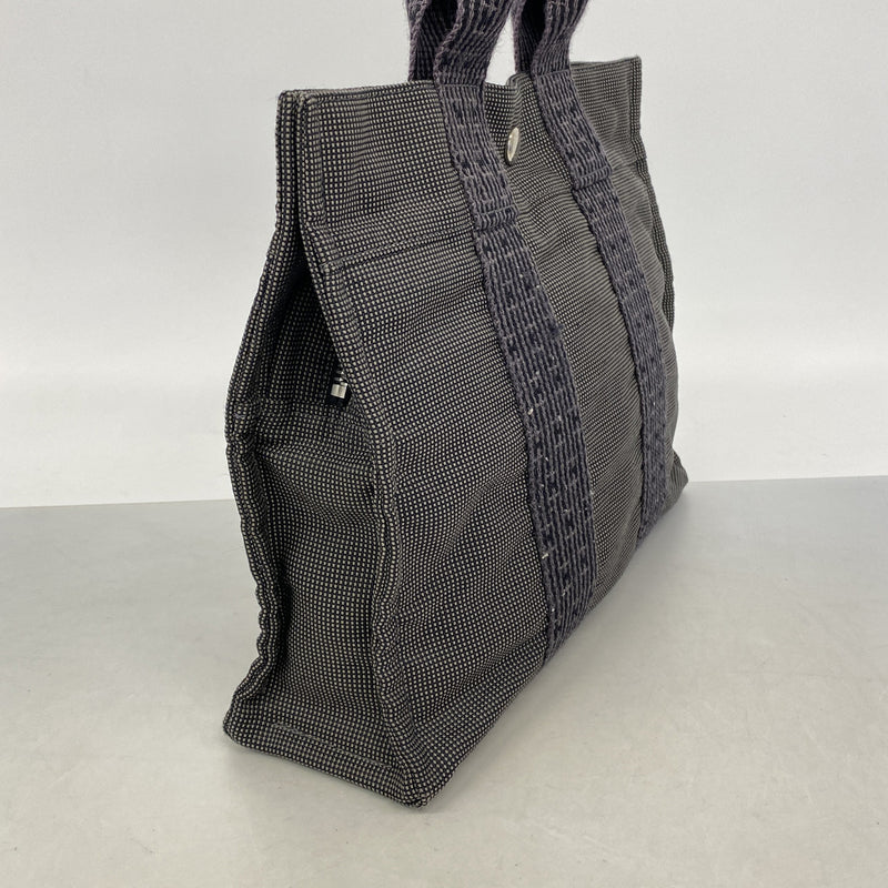 【6kb1050】エルメス トートバッグ エールラインPM ナイロン グレー シルバー金具【中古】メンズ レディース ユニセックス