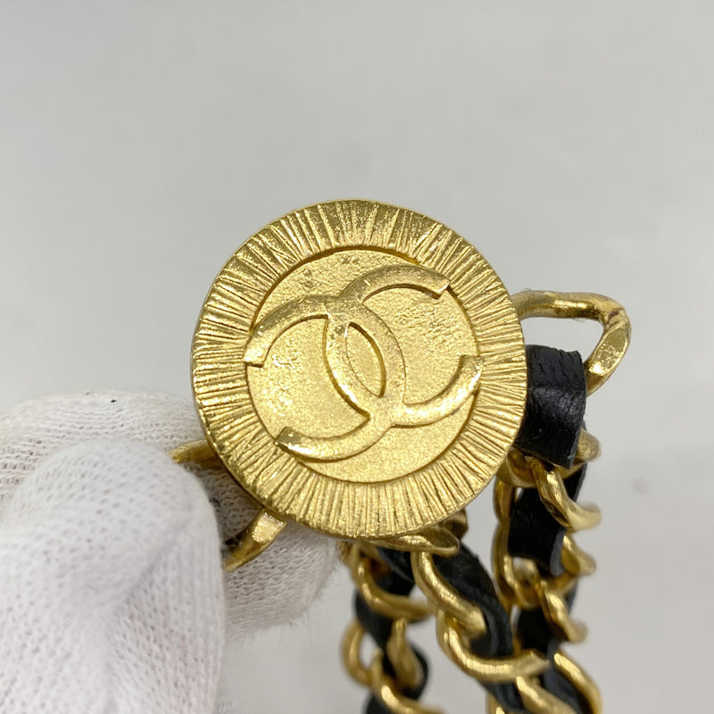 【6kb1052】シャネル ベルト チェーン ブラック ゴールド金具【中古】レディース