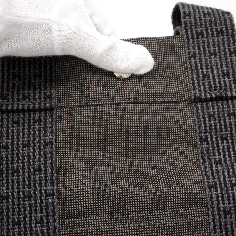 【6kb1054】エルメス トートバッグ エールラインMM ナイロン グレー シルバー金具【中古】メンズ レディース ユニセックス