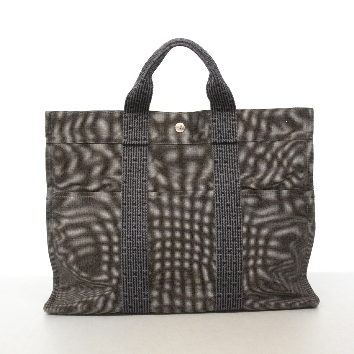 【6kb1054】エルメス トートバッグ エールラインMM ナイロン グレー シルバー金具【中古】メンズ レディース ユニセックス