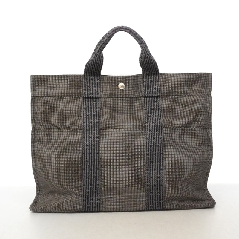 【6kb1054】エルメス トートバッグ エールラインMM ナイロン グレー シルバー金具【中古】メンズ レディース ユニセックス