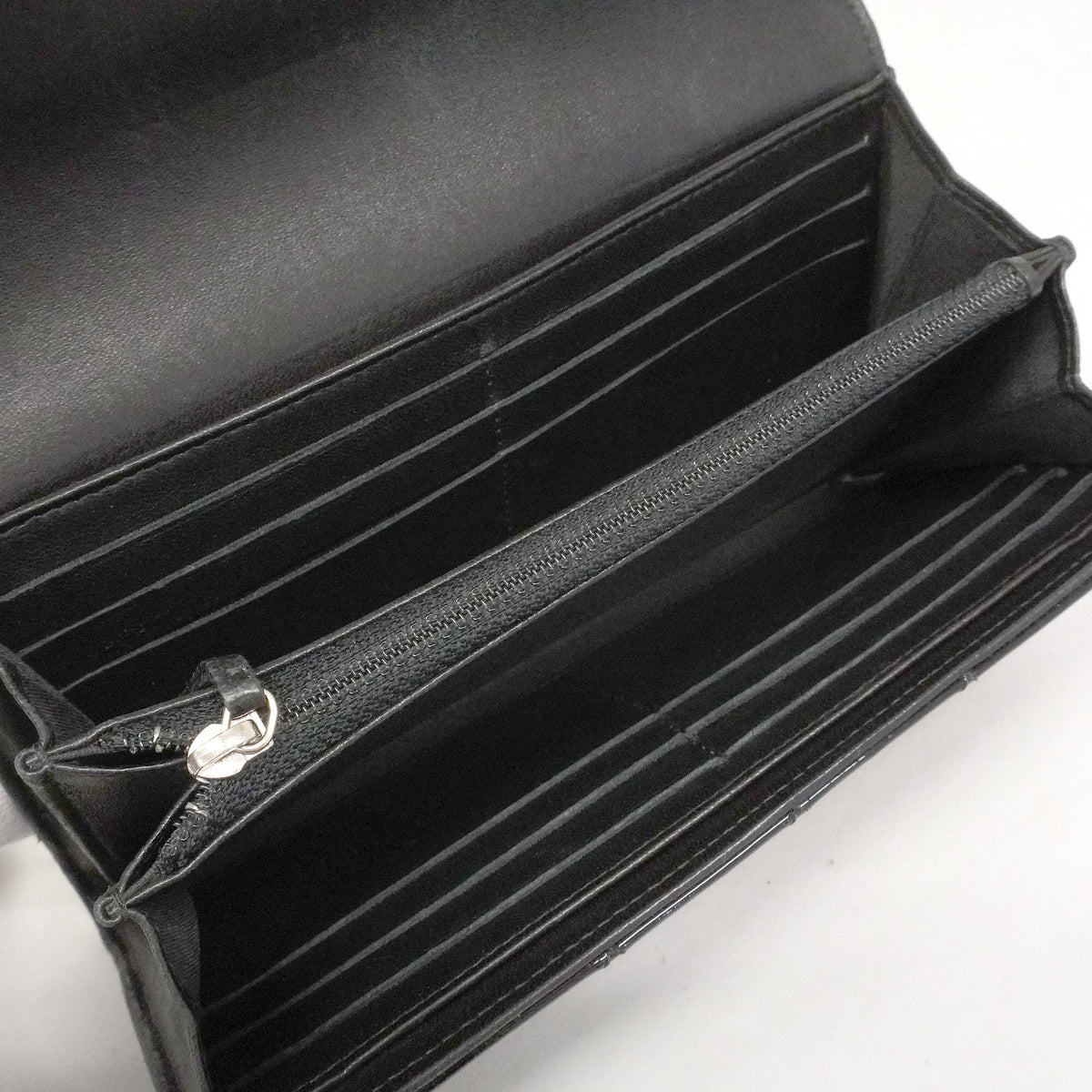 【6kb1056】シャネル 長財布 ココボーイ パテントレザー ブラック シルバー金具【中古】レディース