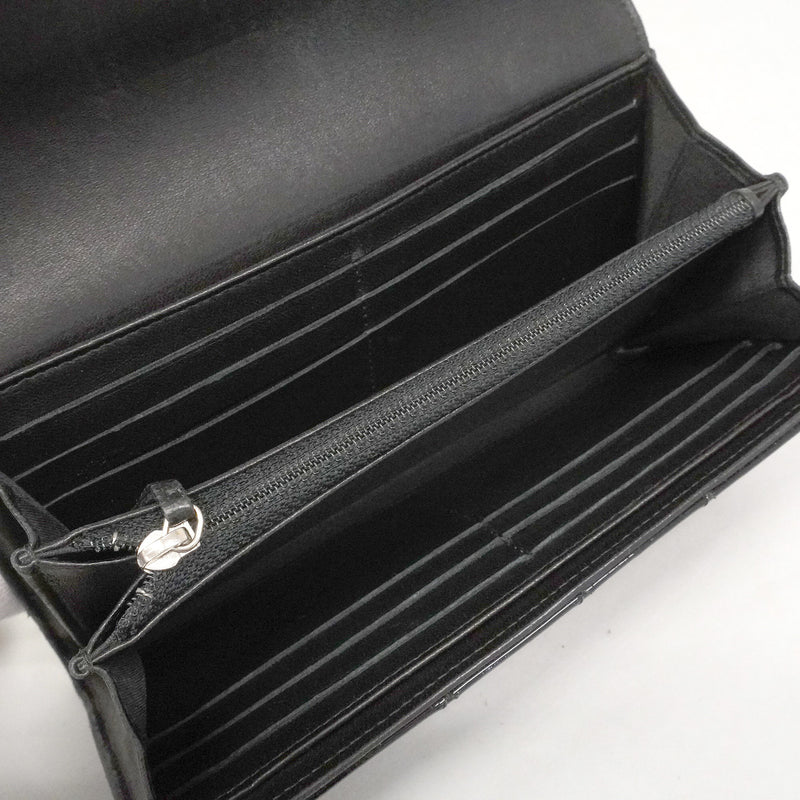 【6kb1056】シャネル 長財布 ココボーイ パテントレザー ブラック シルバー金具【中古】レディース