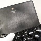 【6kb1056】シャネル 長財布 ココボーイ パテントレザー ブラック シルバー金具【中古】レディース