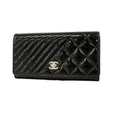 【6kb1056】シャネル 長財布 ココボーイ パテントレザー ブラック シルバー金具【中古】レディース