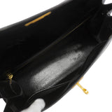 【6kb1085】エルメス ハンドバッグ ケリー32 ボックスカーフ ブラック ゴールド金具 □C刻印 2wayバッグ【中古】レディース