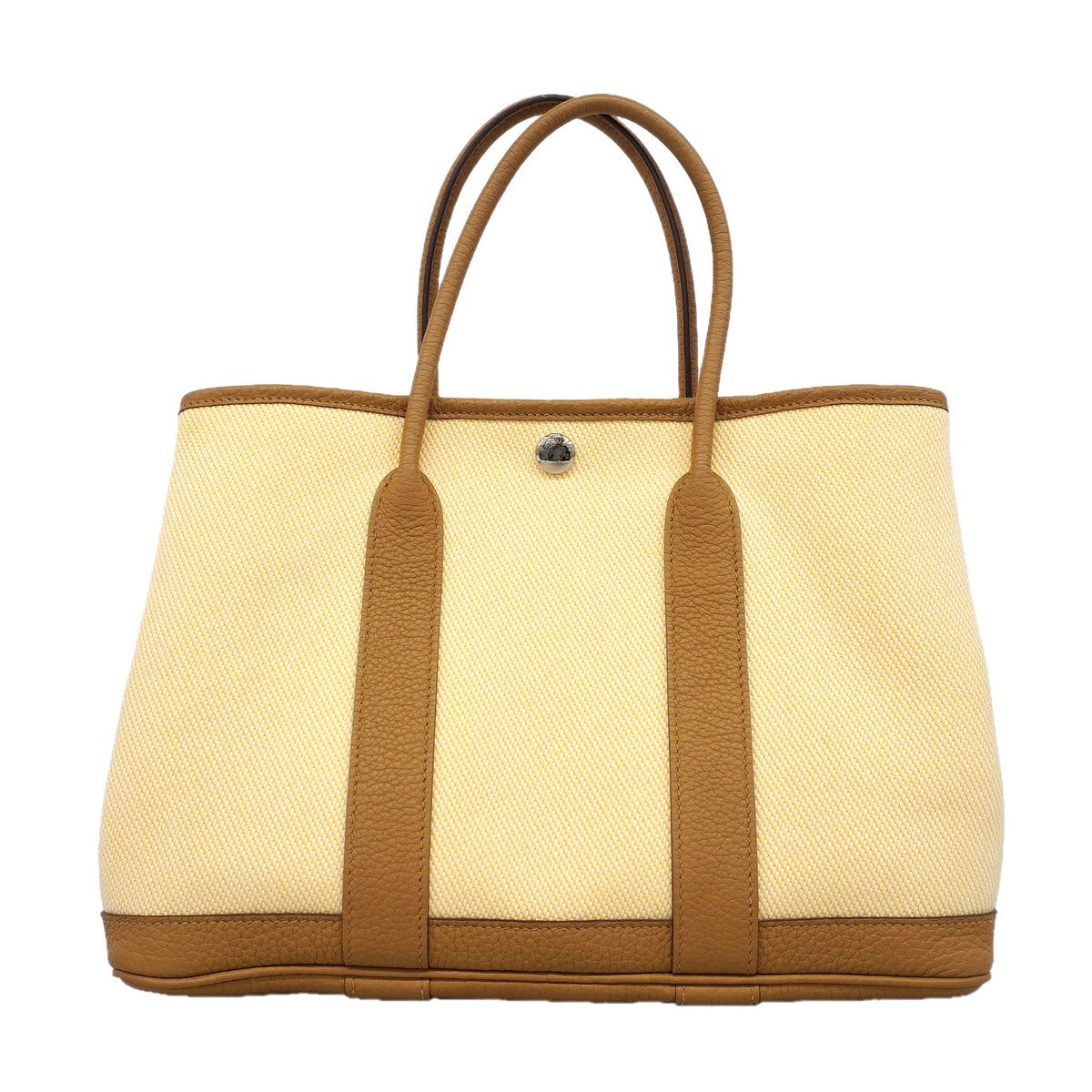 【6kb1093】エルメス トートバッグ ガーデンパーティTPM トワルアッシュ チャイ シルバー金具 B刻印【中古】レディース