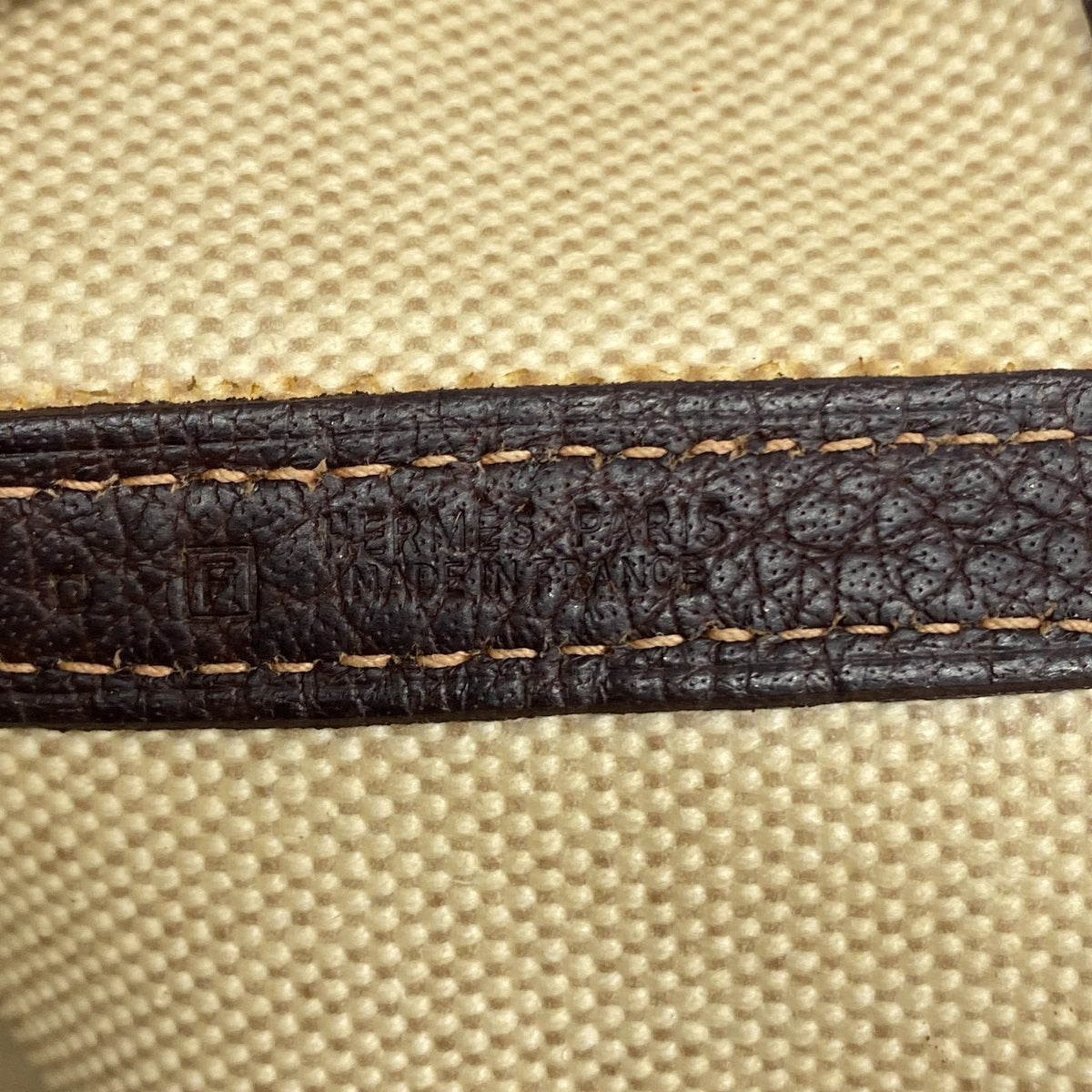 【6kb1119】エルメス トートバッグ ガーデンパーティPM トワルアッシュ ブラウン ベージュ シルバー金具 □F刻印【中古】レディース