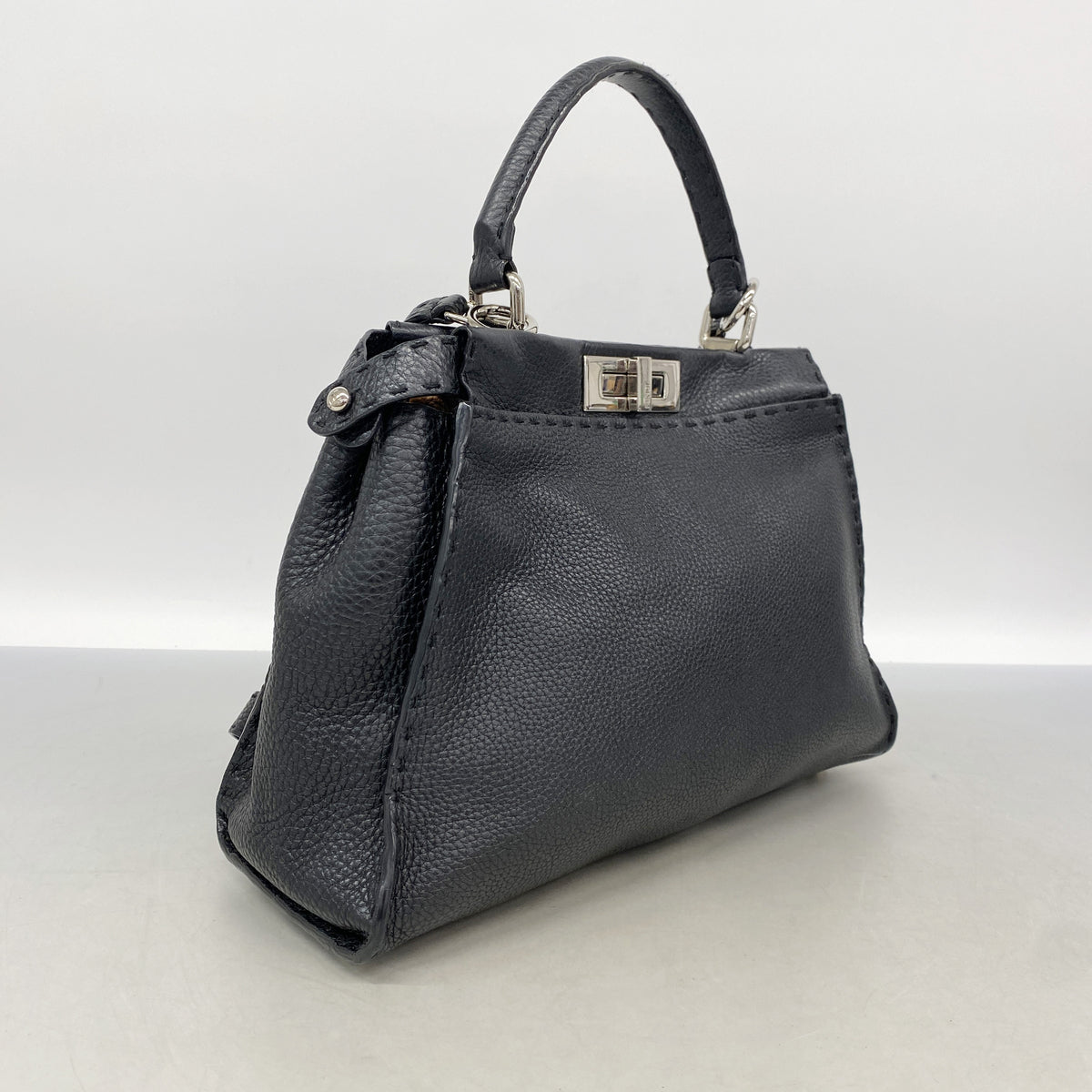 【6kb1130】フェンディ ハンドバッグ セレリア レザー ブラック シルバー金具 2wayバッグ【中古】レディース