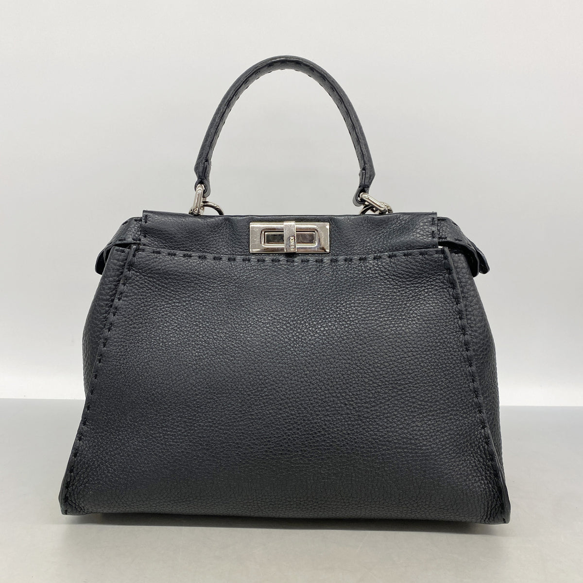 【6kb1130】フェンディ ハンドバッグ セレリア レザー ブラック シルバー金具 2wayバッグ【中古】レディース