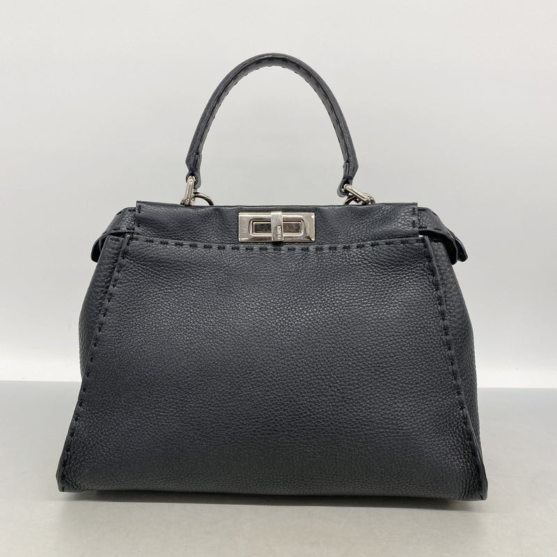 【6kb1130】フェンディ ハンドバッグ セレリア レザー ブラック シルバー金具 2wayバッグ【中古】レディース