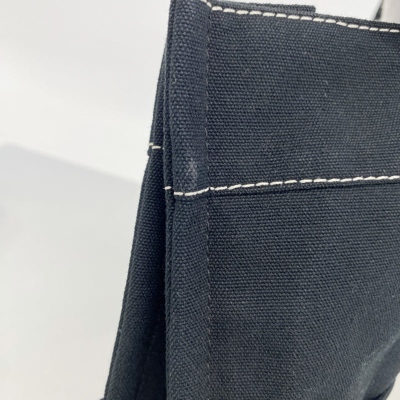 【6kb1149】エルメス トートバッグ ドーヴィルMM キャンバス ブラック シルバー金具【中古】メンズ レディース ユニセックス