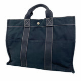 【6kb1149】エルメス トートバッグ ドーヴィルMM キャンバス ブラック シルバー金具【中古】メンズ レディース ユニセックス