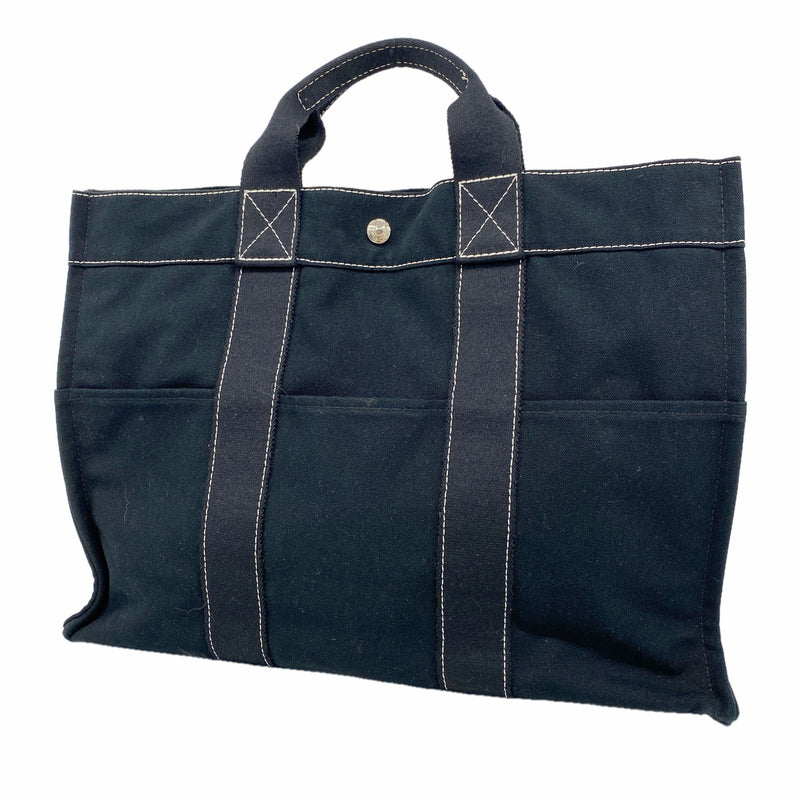 【6kb1149】エルメス トートバッグ ドーヴィルMM キャンバス ブラック シルバー金具【中古】メンズ レディース ユニセックス