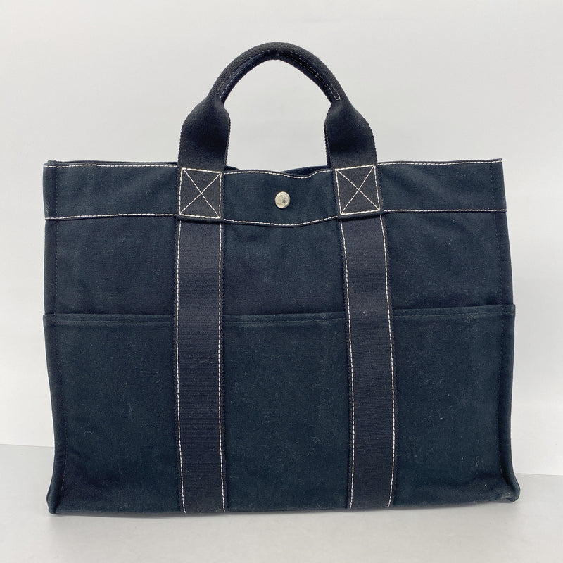 【6kb1149】エルメス トートバッグ ドーヴィルMM キャンバス ブラック シルバー金具【中古】メンズ レディース ユニセックス