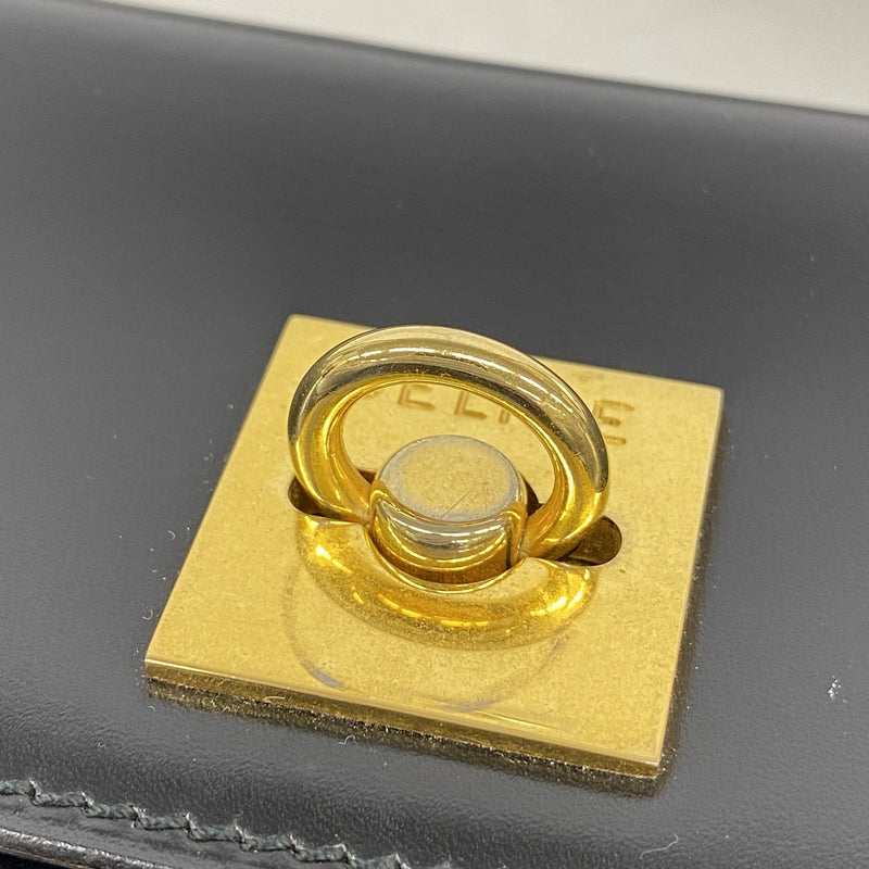 【6kb1150】セリーヌ ショルダーバッグ レザー ブラック ゴールド金具【中古】レディース