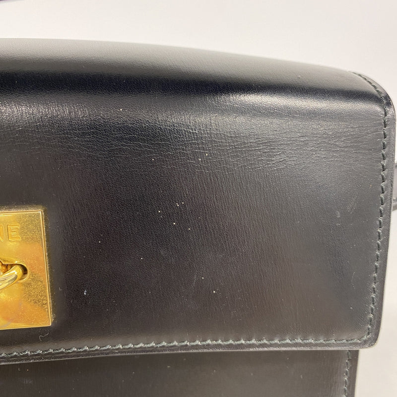 【6kb1150】セリーヌ ショルダーバッグ レザー ブラック ゴールド金具【中古】レディース