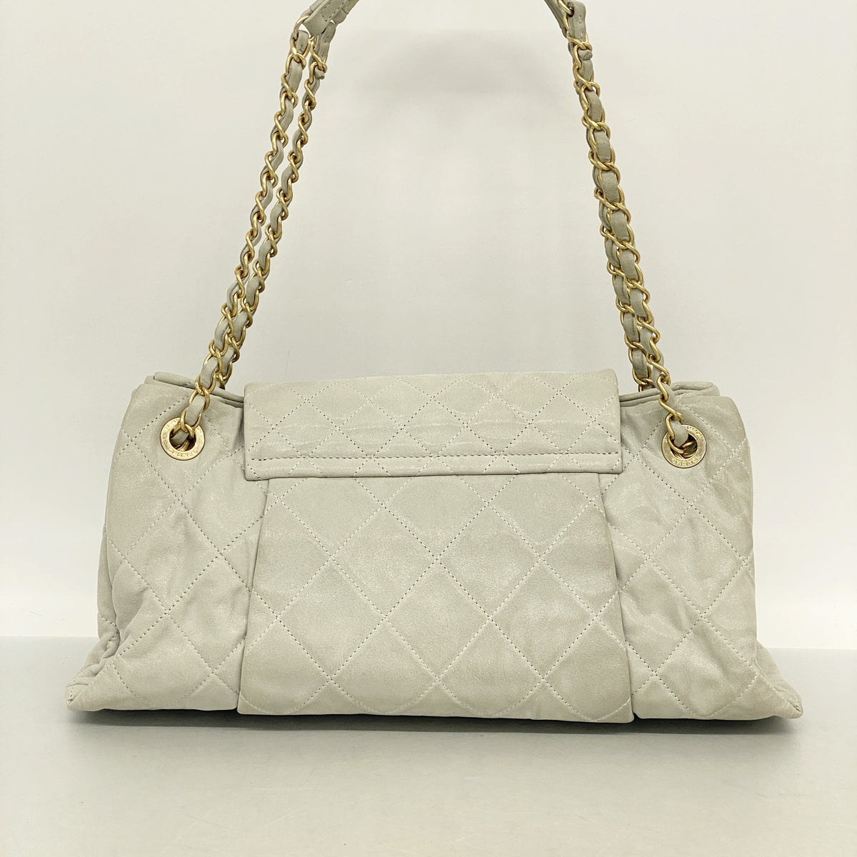 【6kb1189】シャネル ショルダーバッグ マトラッセ レザー グレー ゴールド金具【中古】レディース