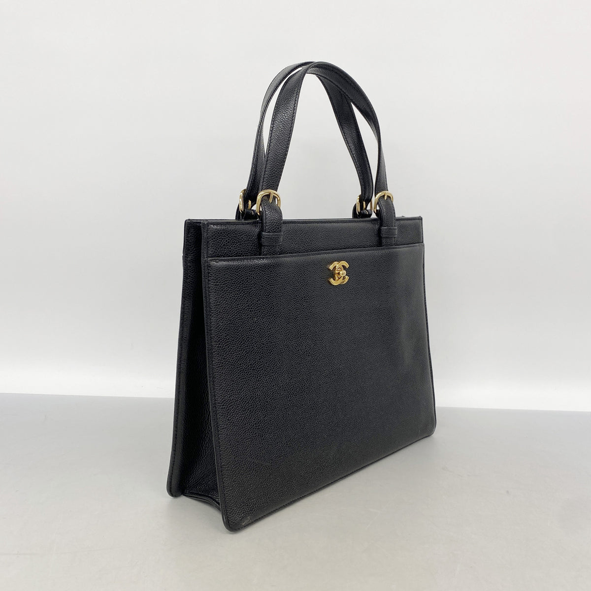 【6kb1190】シャネル トートバッグ キャビアスキン ブラック ゴールド金具【中古】レディース