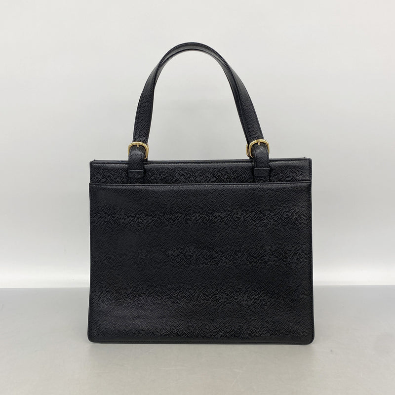 【6kb1190】シャネル トートバッグ キャビアスキン ブラック ゴールド金具【中古】レディース