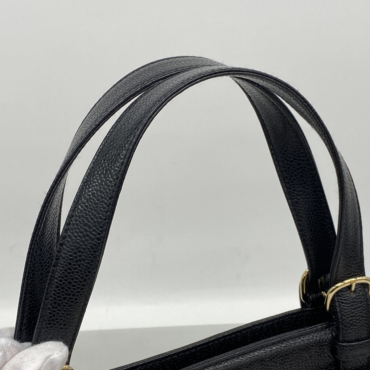 【6kb1190】シャネル トートバッグ キャビアスキン ブラック ゴールド金具【中古】レディース