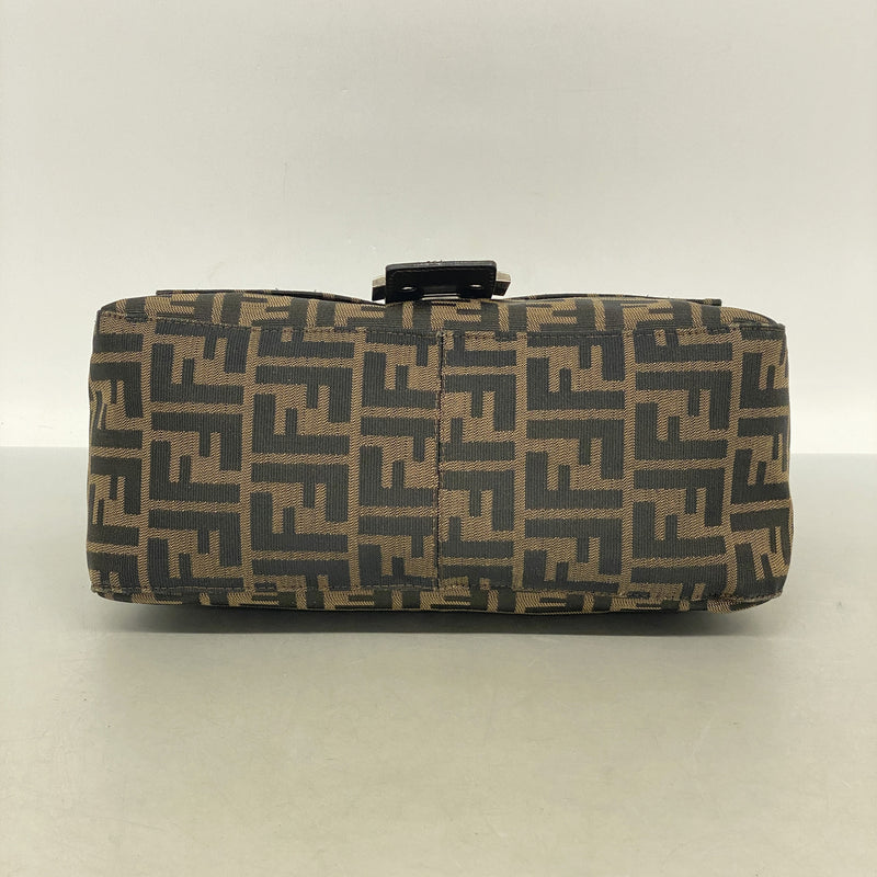 【6kb1191】フェンディ ハンドバッグ ズッカ マンマバケット ナイロンキャンバス ブラウン シルバー金具【中古】レディース