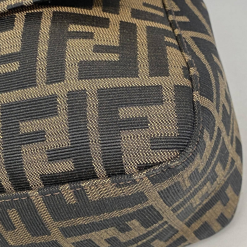 【6kb1191】フェンディ ハンドバッグ ズッカ マンマバケット ナイロンキャンバス ブラウン シルバー金具【中古】レディース
