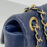 【6kb1204】シャネル ショルダーバッグ Wチェーン シェブロン レザー ネイビー ゴールド金具【中古】レディース