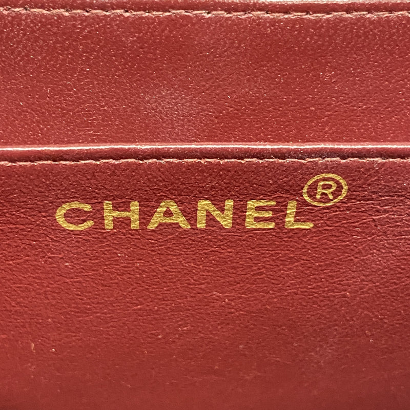 【6kb1206】シャネル ショルダーバッグ デカマトラッセ Wチェーン ラムスキン ブラック ゴールド金具【中古】レディース