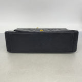 【6kb1206】シャネル ショルダーバッグ デカマトラッセ Wチェーン ラムスキン ブラック ゴールド金具【中古】レディース
