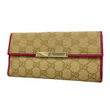 【6kb1209】グッチ 長財布 GGキャンバス 112715 キャンバス ベージュ シャンパンゴールド金具【中古】レディース