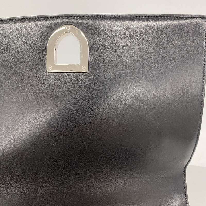 【6kb1225】クリスチャンディオール ショルダーバッグ ディオラマ レザー ブラック シルバー金具【中古】レディース