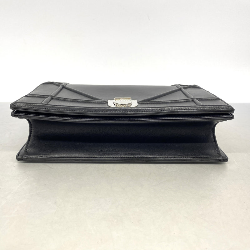【6kb1225】クリスチャンディオール ショルダーバッグ ディオラマ レザー ブラック シルバー金具【中古】レディース