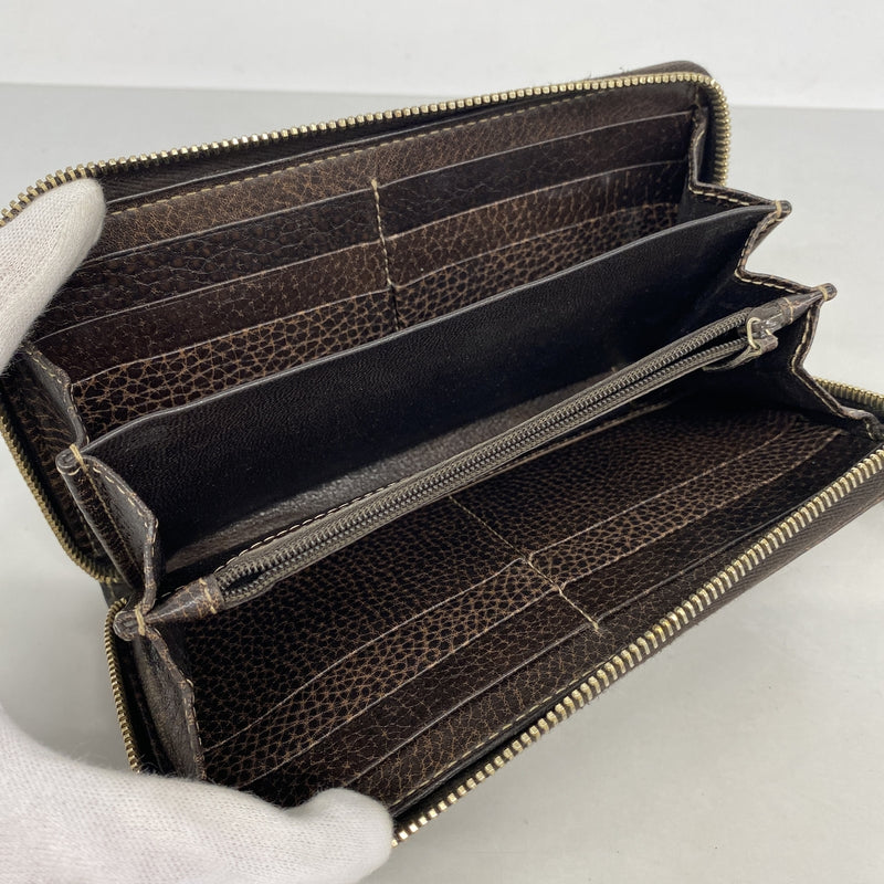 【6kb1229】グッチ 長財布 グッチシマ バンブー 224253 レザー ブラウン シャンパンゴールド金具【中古】レディース