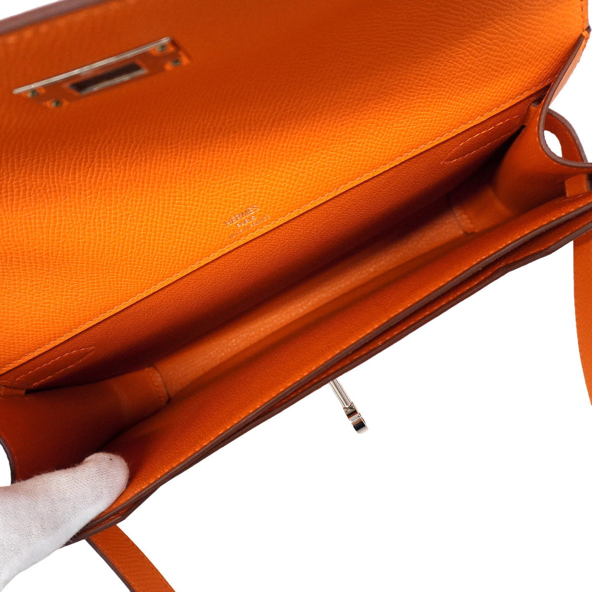 【6kb1252】エルメス クラッチバッグ ケリーデペッシュ25 ヴォーエプソン オレンジ シルバー金具 W刻印【中古】メンズ
