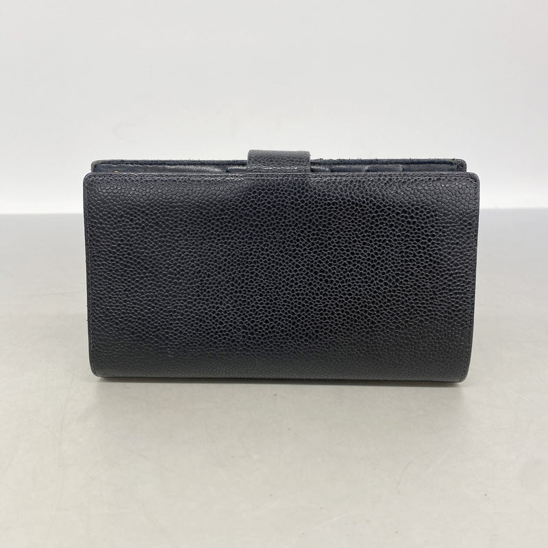 【6kb1274】シャネル 長財布 キャビアスキン ブラック ゴールド金具【中古】レディース