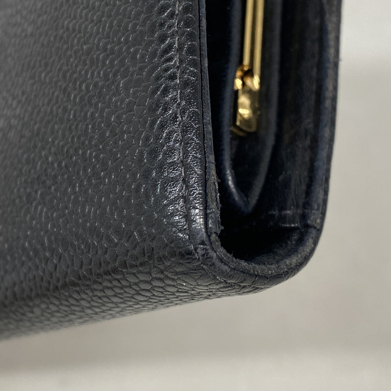【6kb1274】シャネル 長財布 キャビアスキン ブラック ゴールド金具【中古】レディース