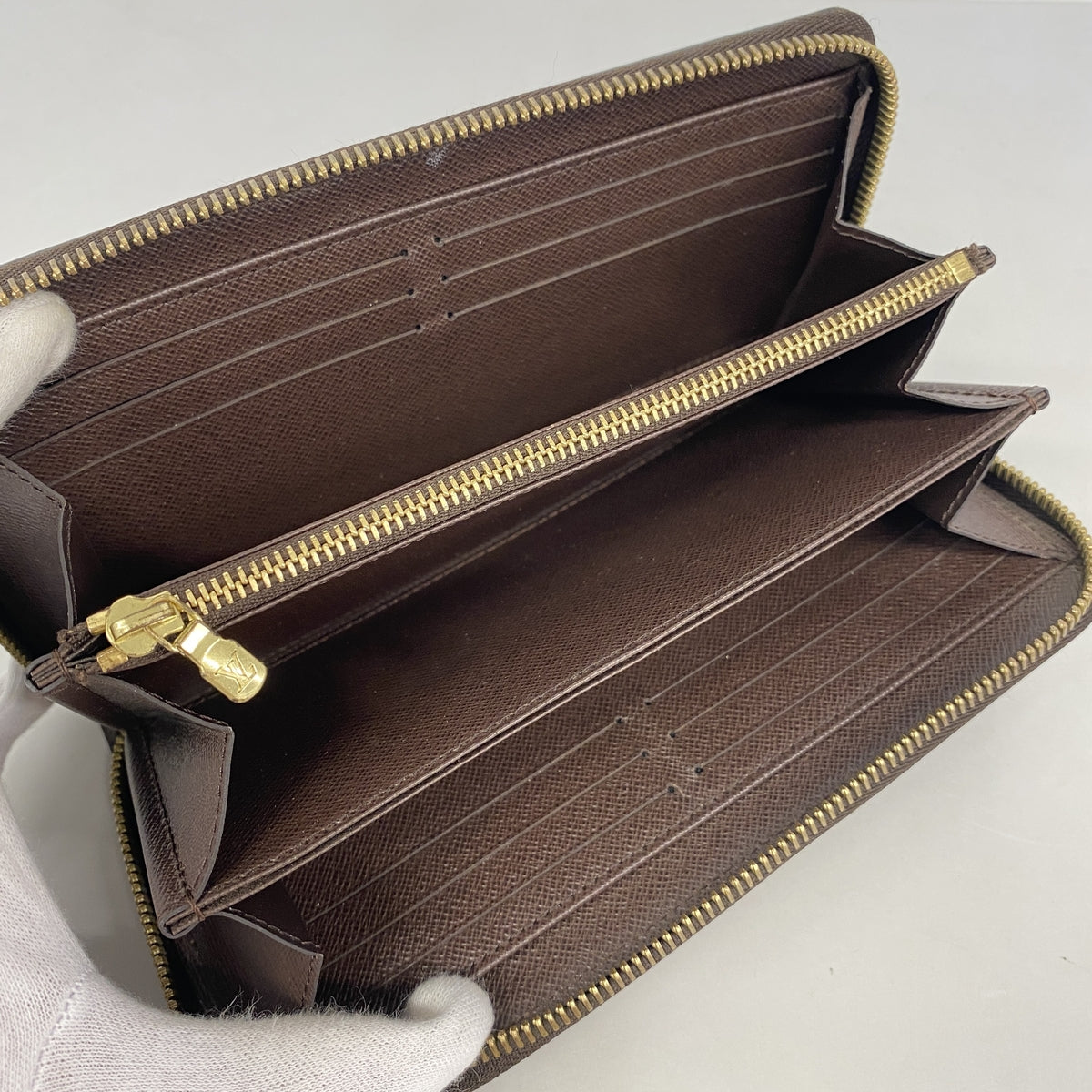 【6kb1284】ルイヴィトン 長財布 ダミエ ジッピーウォレット N41661 エベヌ【中古】レディース