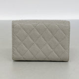 【6kb1294】シャネル 三つ折り財布 ボーイシャネル キャビアスキン グレー シルバー金具【中古】レディース