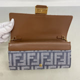 【6kb1347】フェンディ ショルダーウォレット ズッカ キャンバス グレー ゴールド金具【中古】レディース