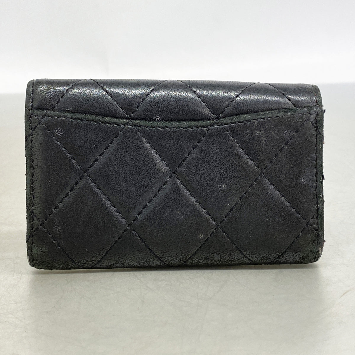 【6kb1378】シャネル キーケース マトラッセ ラムスキン ブラック シルバー金具【中古】レディース