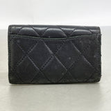【6kb1378】シャネル キーケース マトラッセ ラムスキン ブラック シルバー金具【中古】レディース