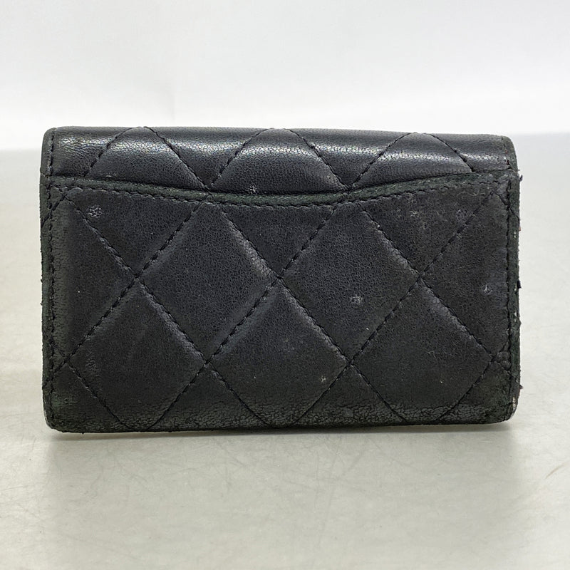 【6kb1378】シャネル キーケース マトラッセ ラムスキン ブラック シルバー金具【中古】レディース