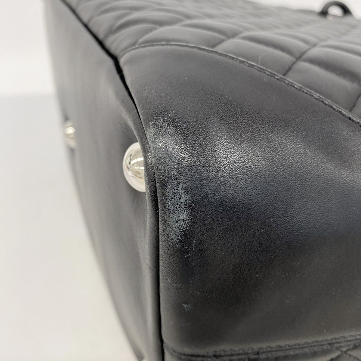 【6kb1381】シャネル トートバッグ カンボン ラムスキン ブラック シルバー金具【中古】レディース