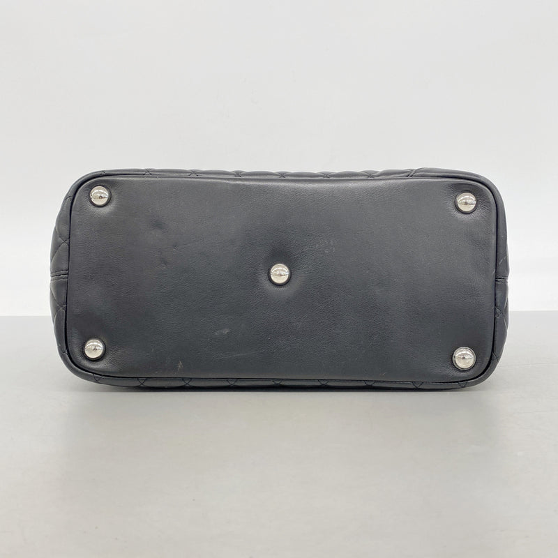 【6kb1381】シャネル トートバッグ カンボン ラムスキン ブラック シルバー金具【中古】レディース