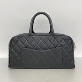 【6kb1391】シャネル ボストンバッグ マトラッセ キャビアスキン ブラック ゴールド金具【中古】レディース