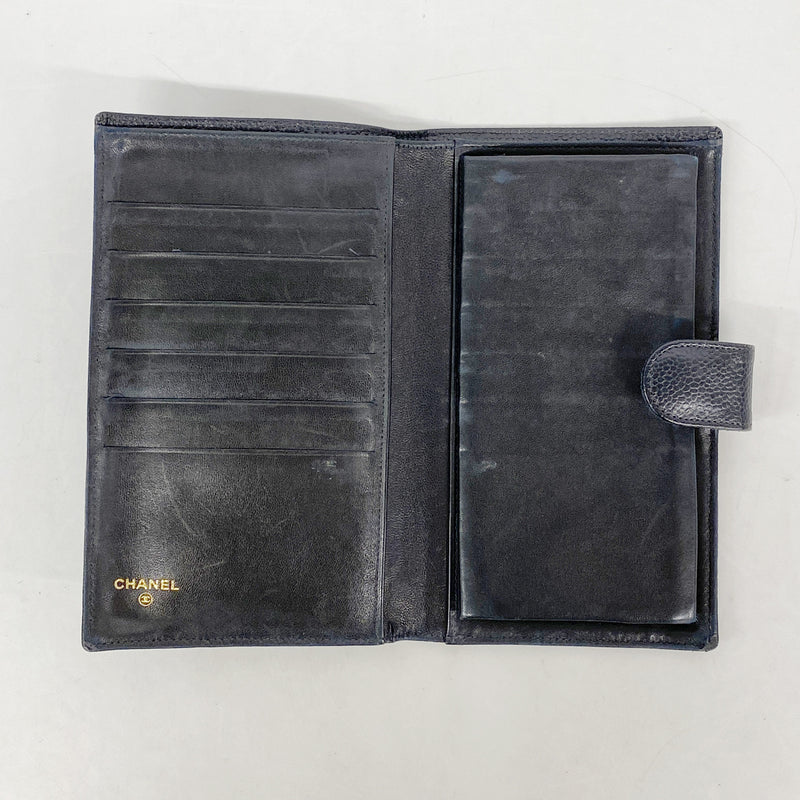 【6kb1414】シャネル 財布 キャビアスキン ブラック ゴールド金具【中古】レディース