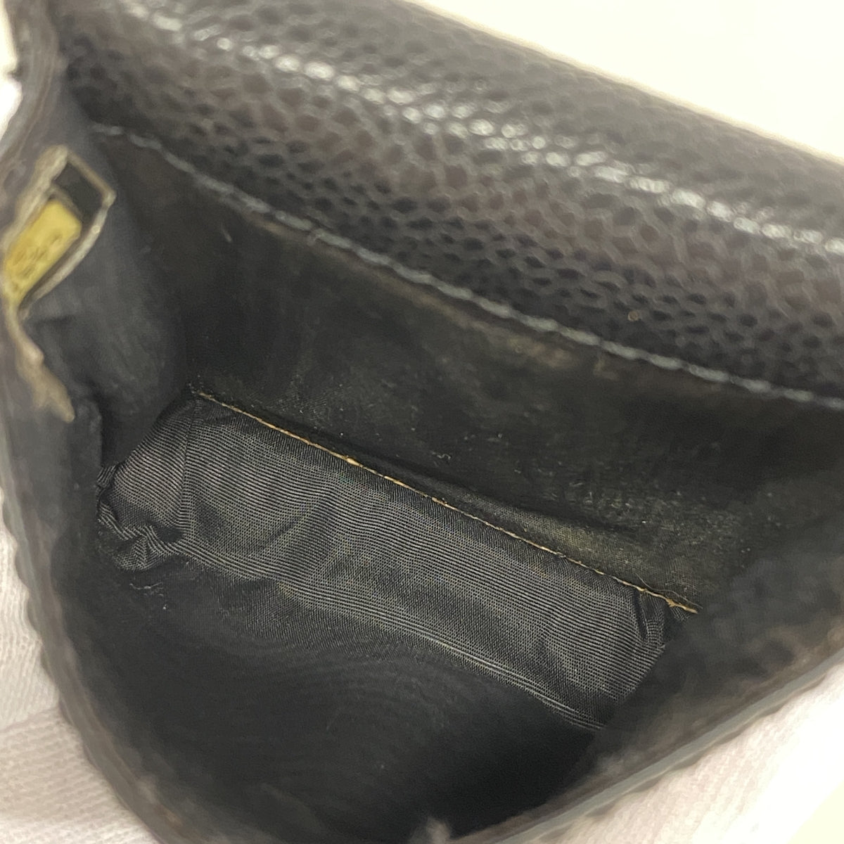 【6kb1424】シャネル シガレットケース キャビアスキン ブラック ゴールド金具【中古】レディース